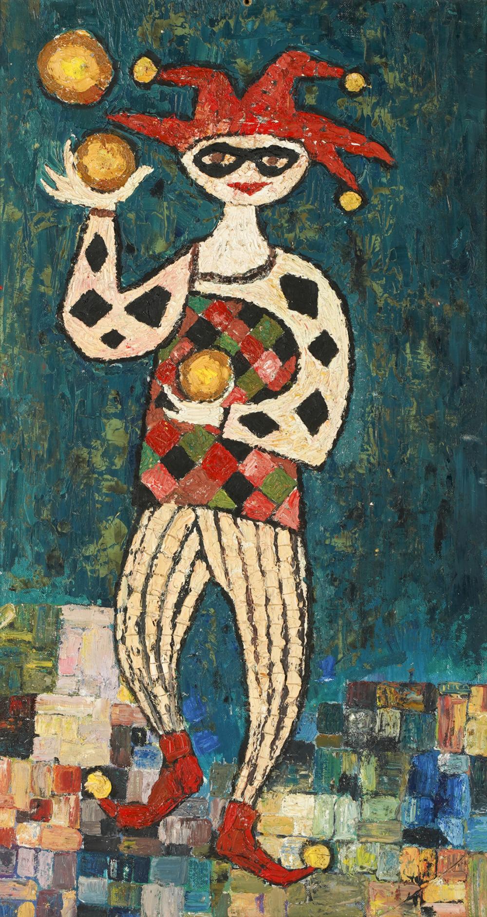 MID 20TH CENTURY JUGGLING JESTERoil 32e58b