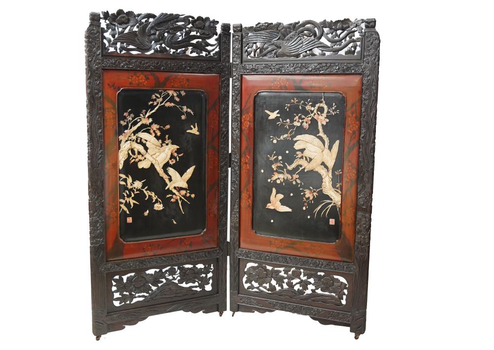 PAIR OF JAPANESE LACQUERED & CARVED