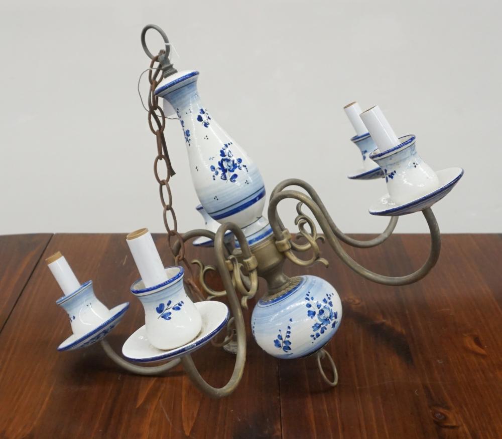 BLUE AND WHITE PORCELAIN FIVE-LIGHT
