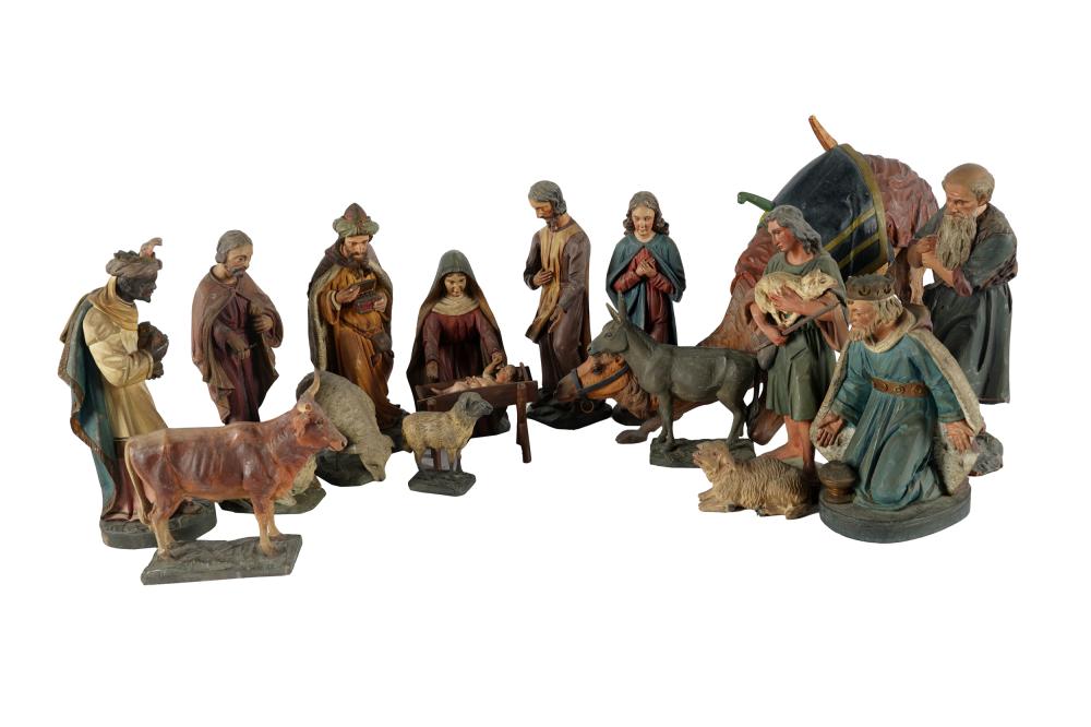 GROUP OF PAINTED WOOD NATIVITY 32e5fe