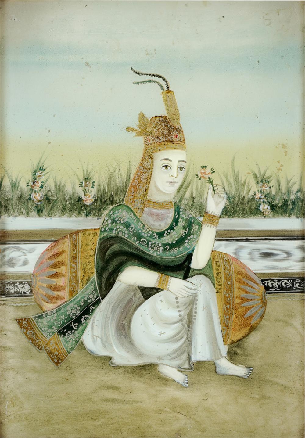 INDIAN EGLOMISE PAINTING OF A FIGUREreverse