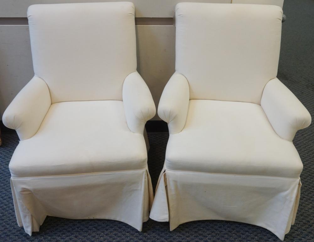 PAIR CONTEMPORARY WHITE UPHOLSTERED