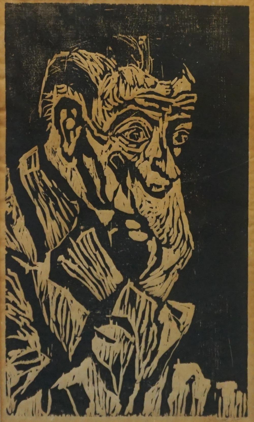 D. BOOTH, OLD MAN, WOODBLOCK PRINT,