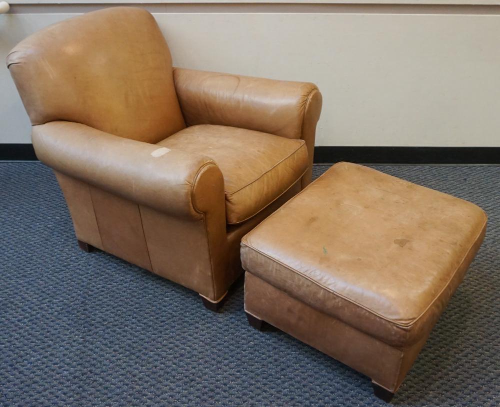 MITCHELL & GOLD TAN LEATHER UPHOLSTERED