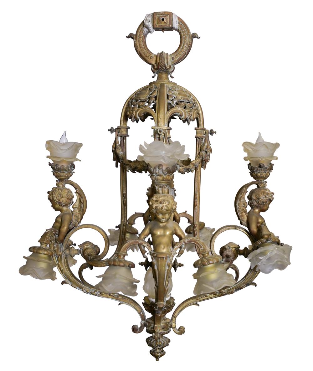 GILT METAL 13-LIGHT CHANDELIERwith