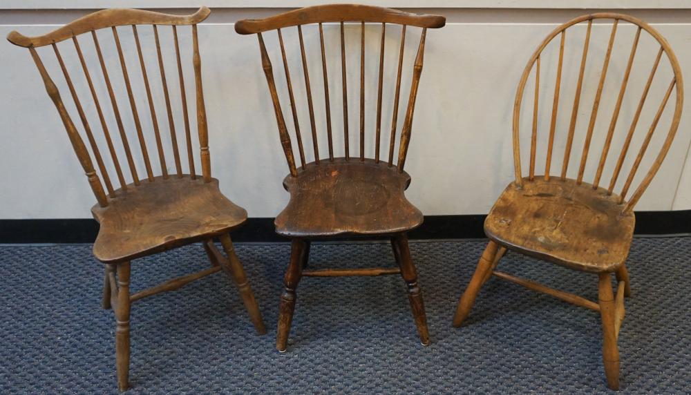 THREE WINDSOR STYLE FRUITWOOD ARMCHAIRSThree 32e692