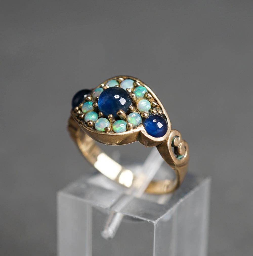 9 KARAT YELLOW GOLD CABOCHON BLUE 32e6f7