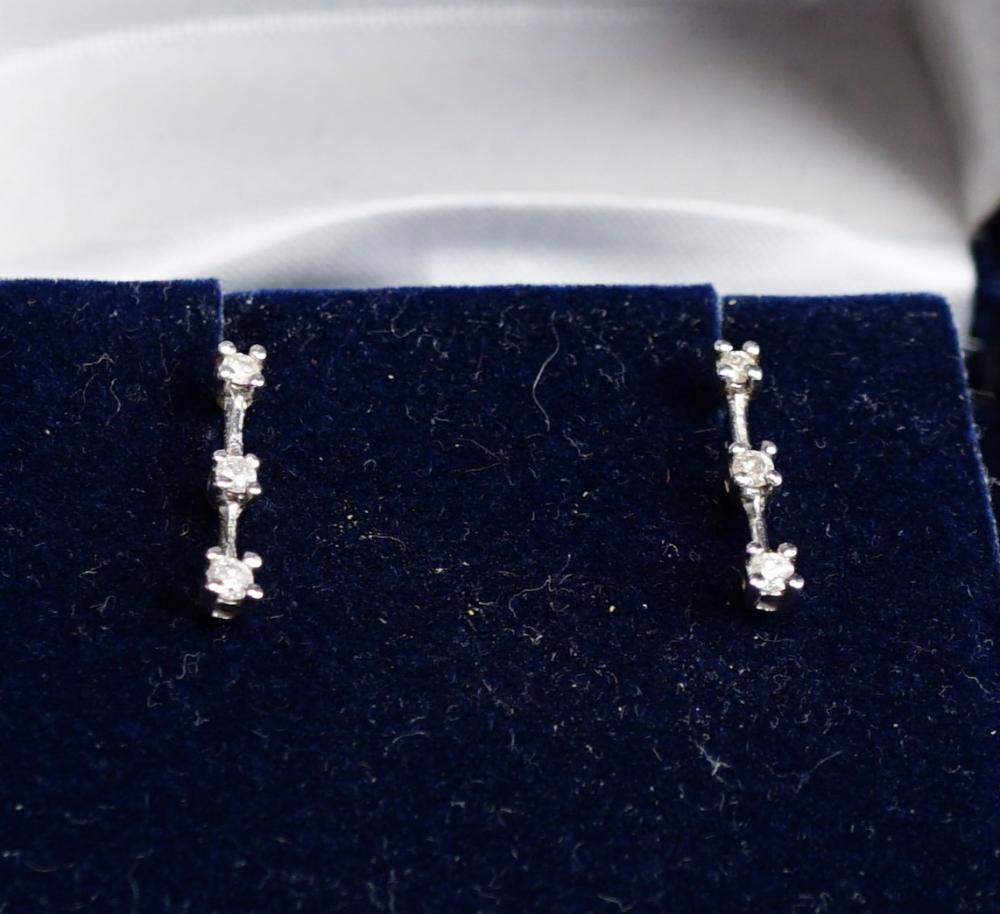 PAIR 14-KARAT WHITE-GOLD DIAMOND