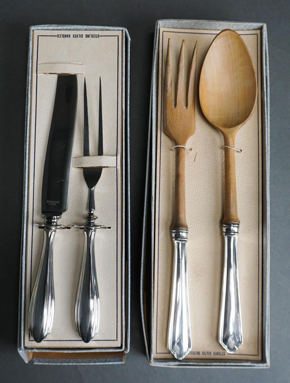 STERLING SILVER HANDLE CARVING SET AND