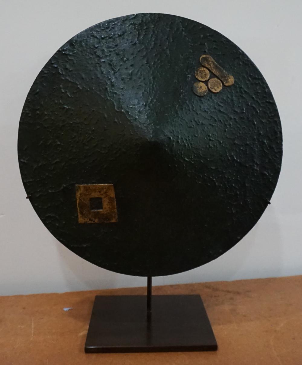 JAPANESE GREEN LACQUER SHIELD ON