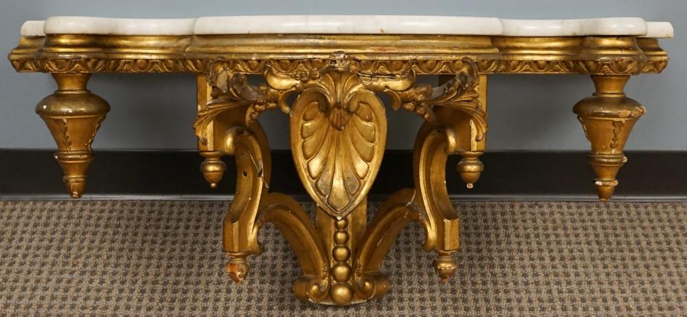 VICTORIAN GILT WOOD AND MARBLE