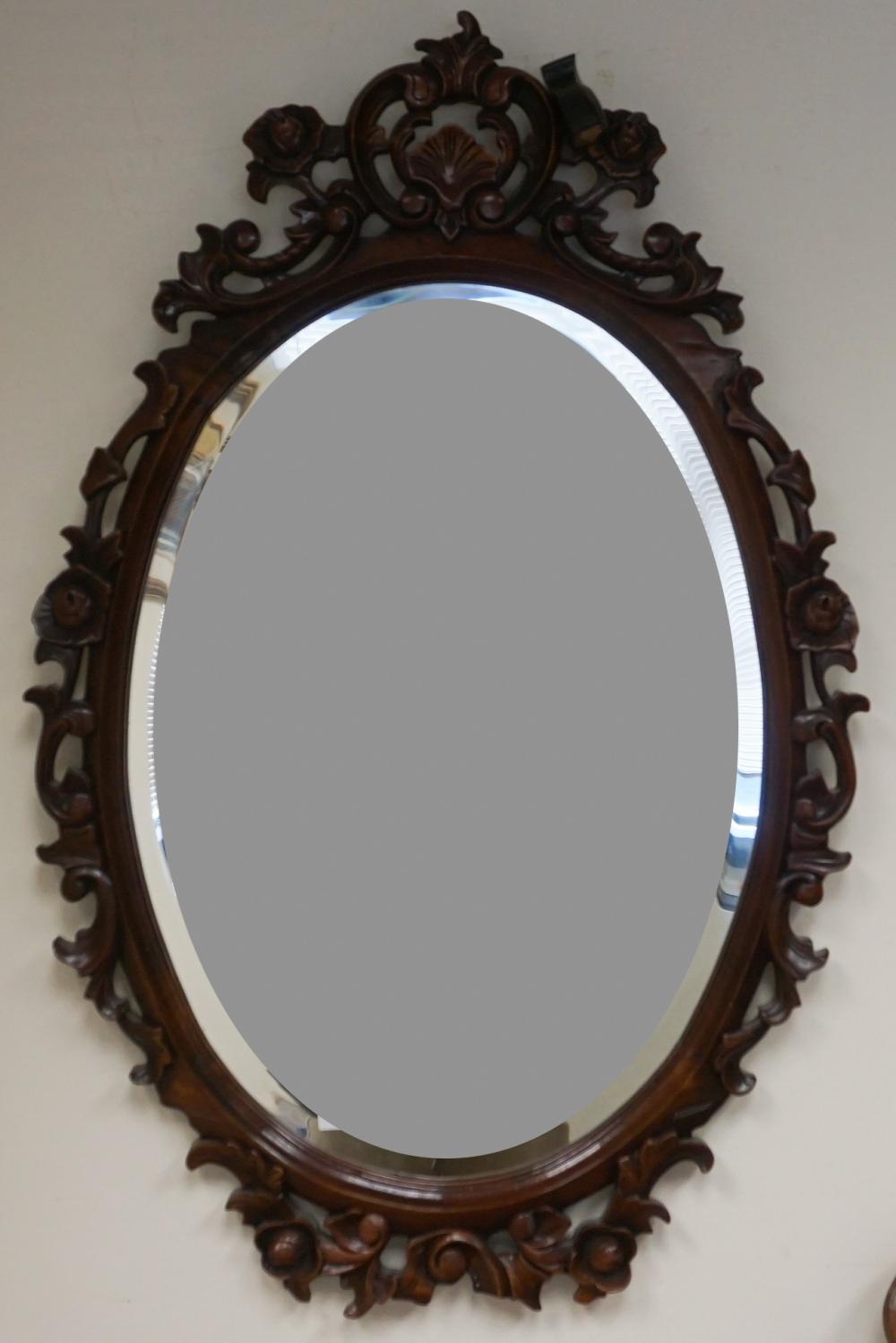 TWO FRUITWOOD FRAME MIRRORSTwo 32e7ba