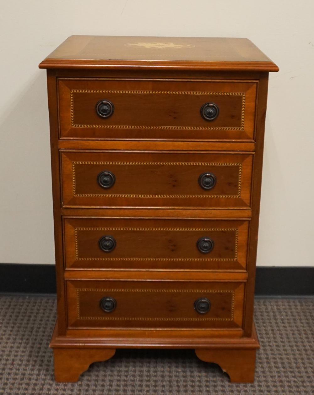 GEORGIAN STYLE INLAID YEWWOOD FOUR-DRAWER