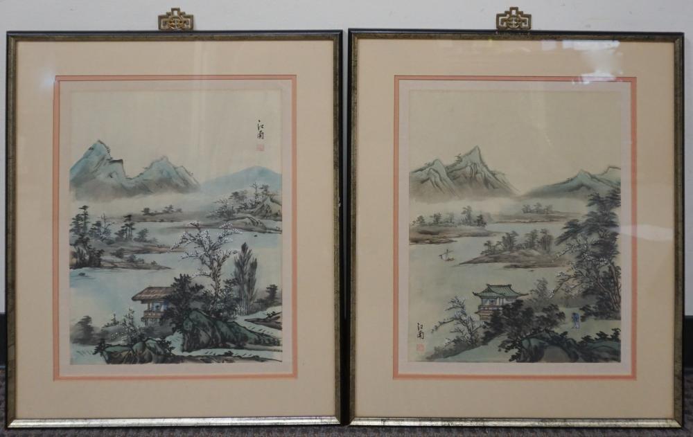 TWO JAPANESE FRAMED WATERCOLOR