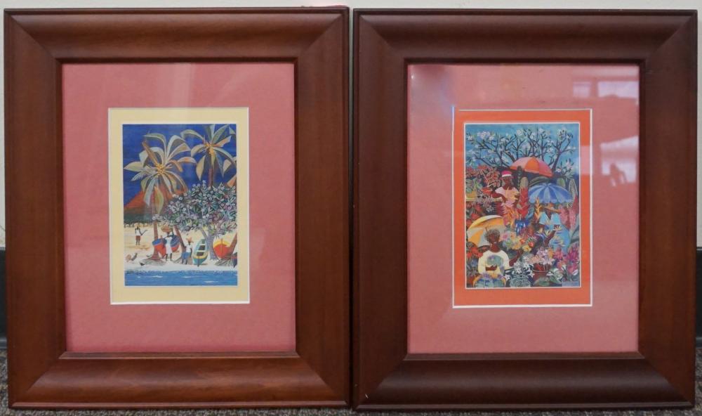 TWO WEST INDIAN WORKS OF ART, FRAME: