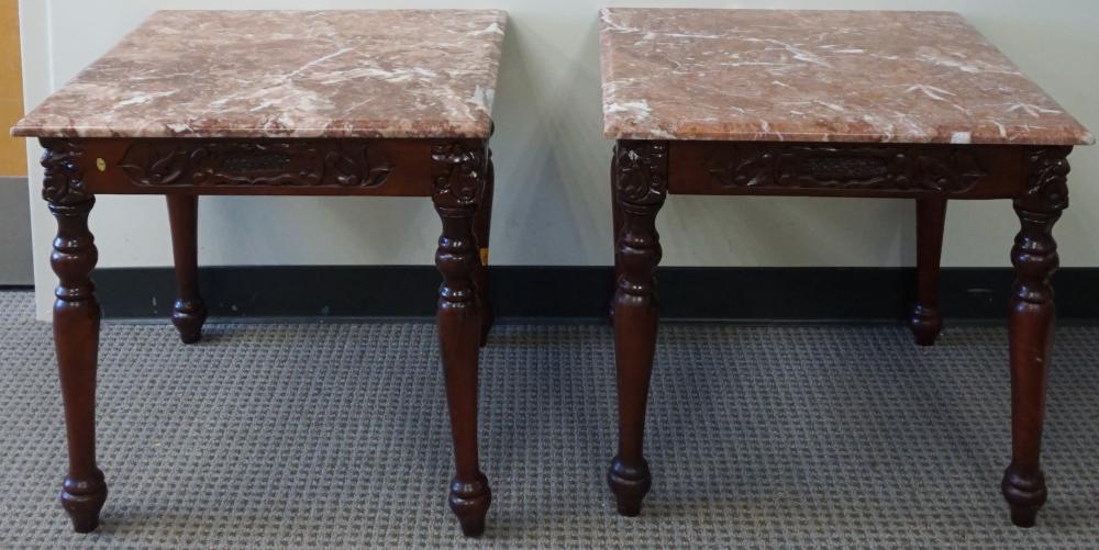 PAIR CHINESE FRUITWOOD MARBLE TOP 32e828