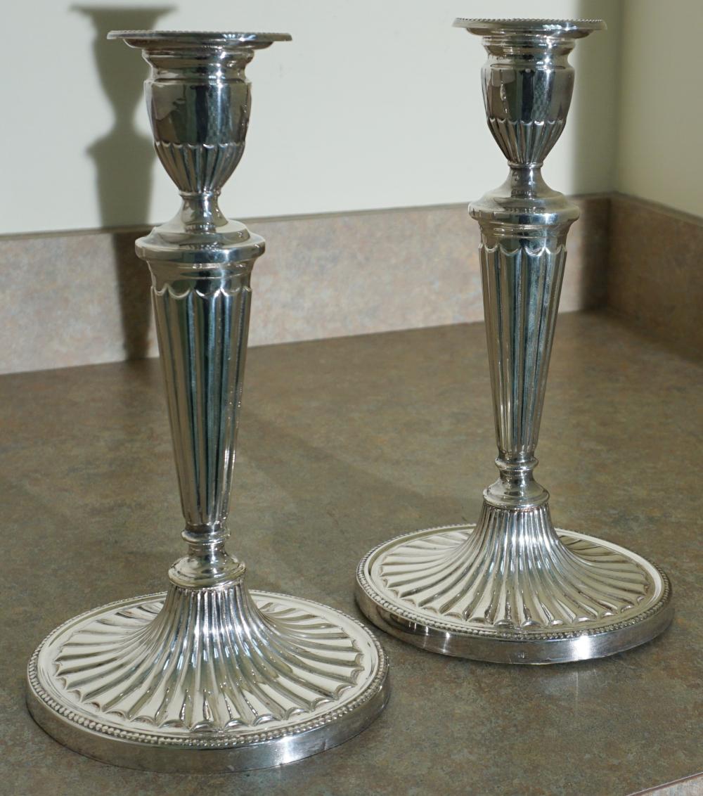 PAIR OF ENGLISH ADAM STYLE SILVERPLATE