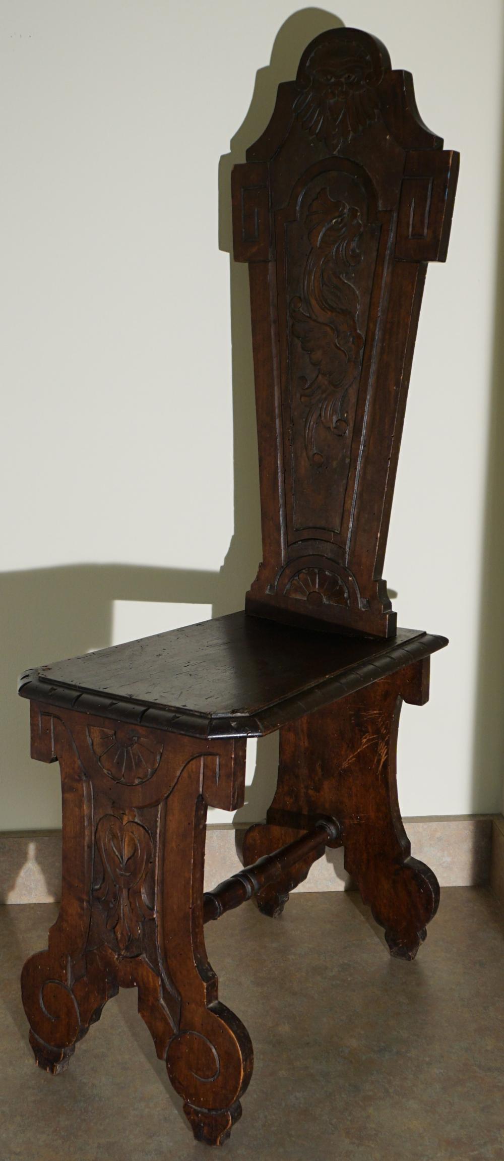 SCANDANAVIAN CARVED WOOD CHAIR,