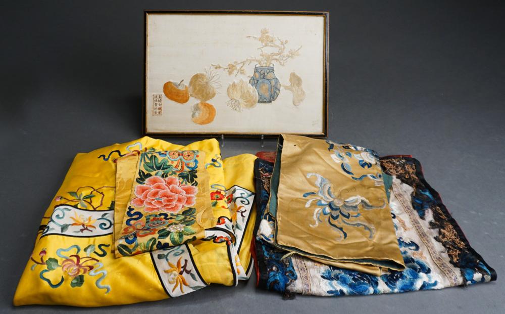 COLLECTION OF CHINESE SILK EMBROIDERIES,