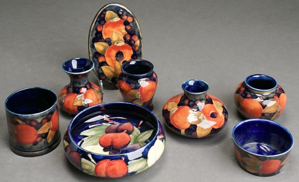 GROUP OF EIGHT MOORCROFT POTTERY