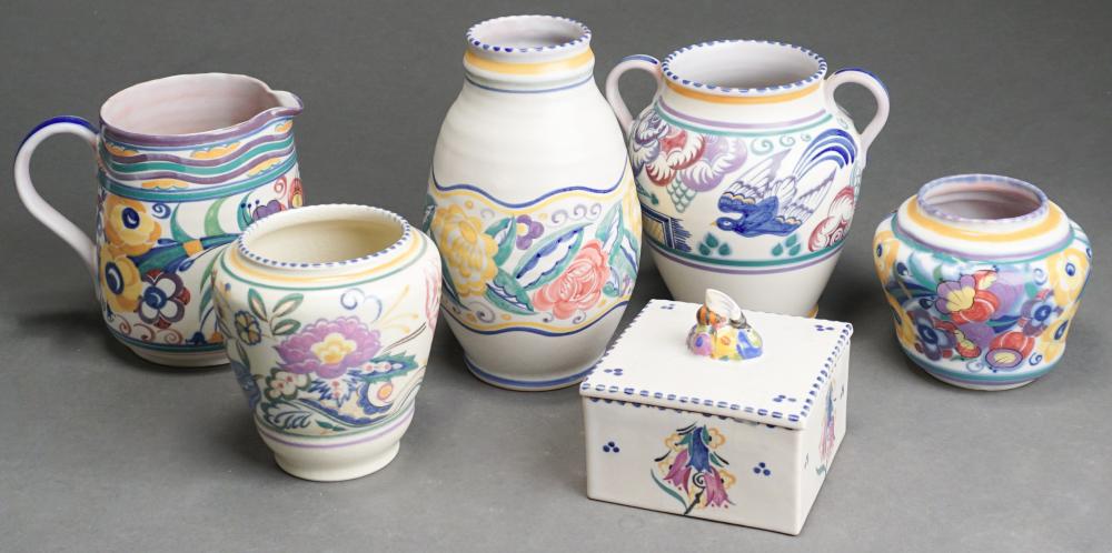 GROUP OF SIX ASSORTED POOLE POTTERY