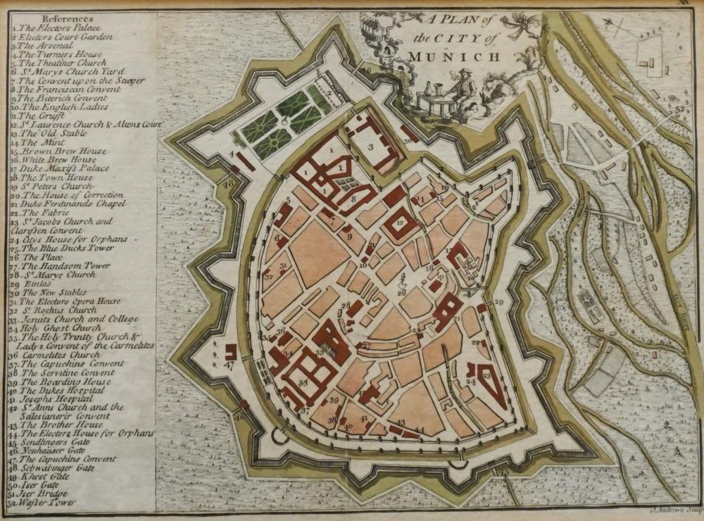 COLOR ENGRAVED MAP OF A PLAN OF 32ea0e