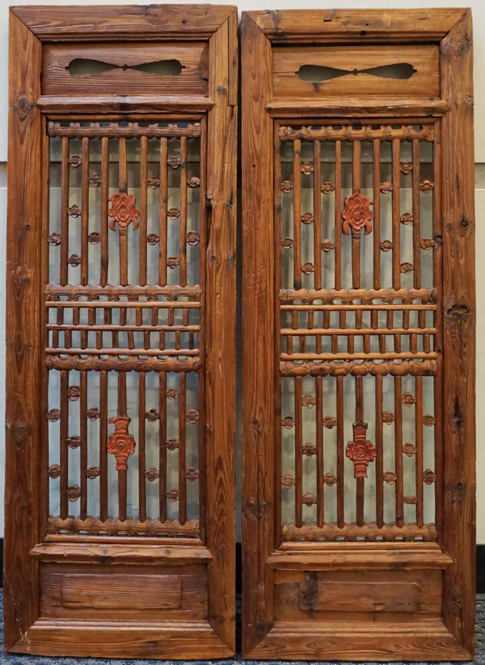PAIR CHINESE PARTIAL RED PAINTED