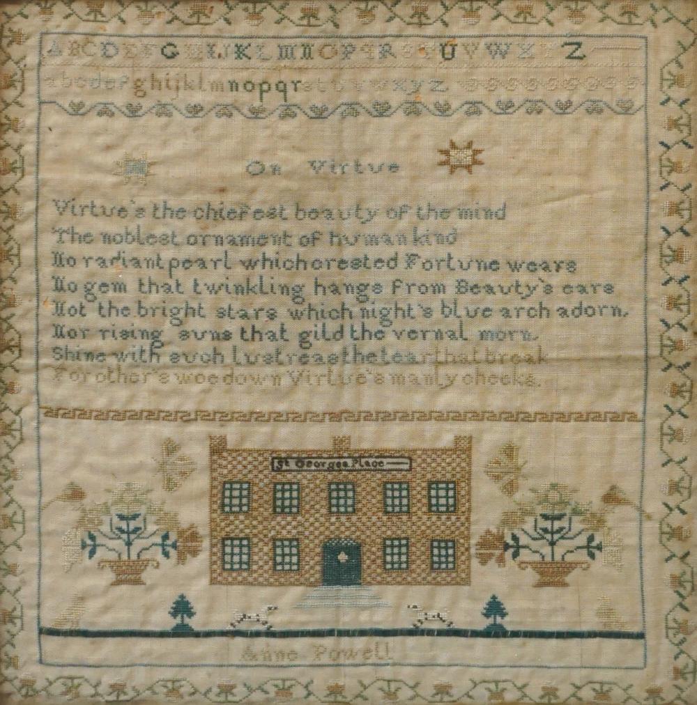 AMERICAN/ENGLISH NEEDLEWORK SAMPLER,