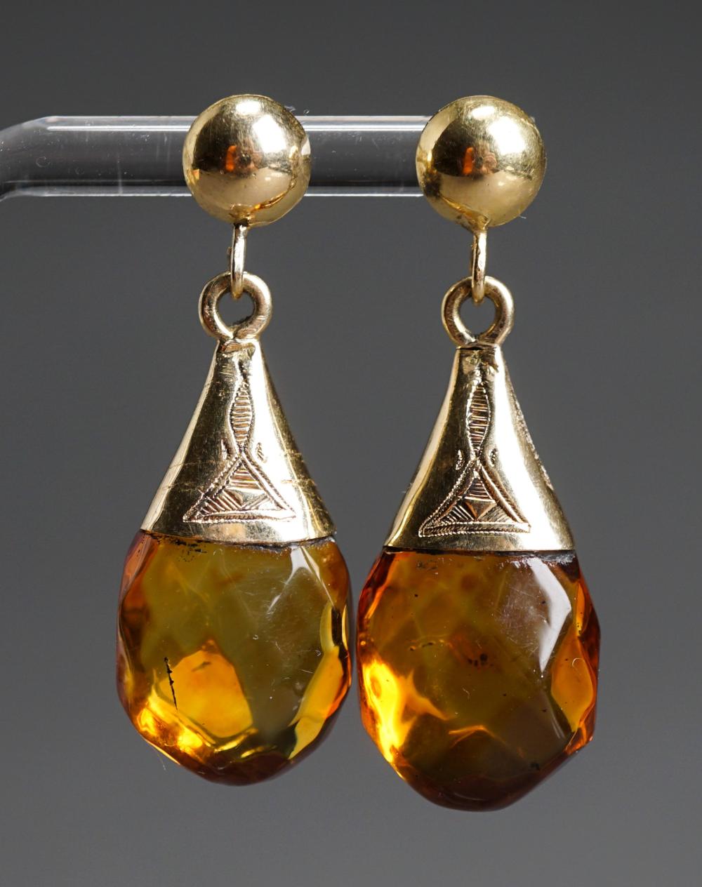 PAIR OF TESTED 14-KARAT YELLOW-GOLD