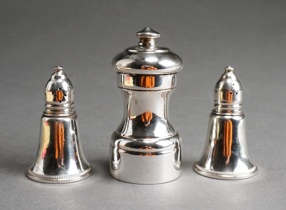 PAIR STERLING SILVER MOUNTED SHAKERS