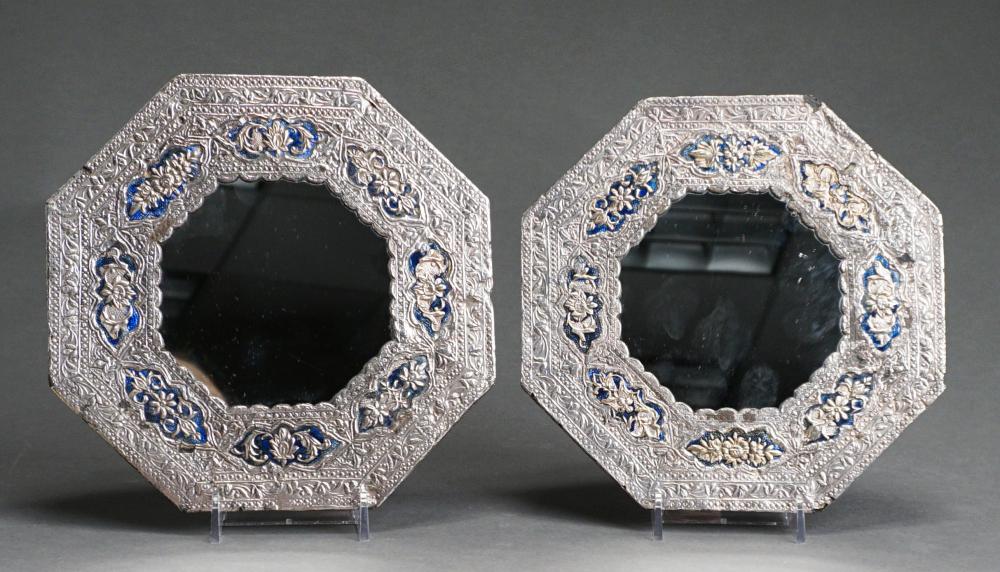 PAIR PERSIAN SILVER MOUNTED ENAMELED 32eb3a