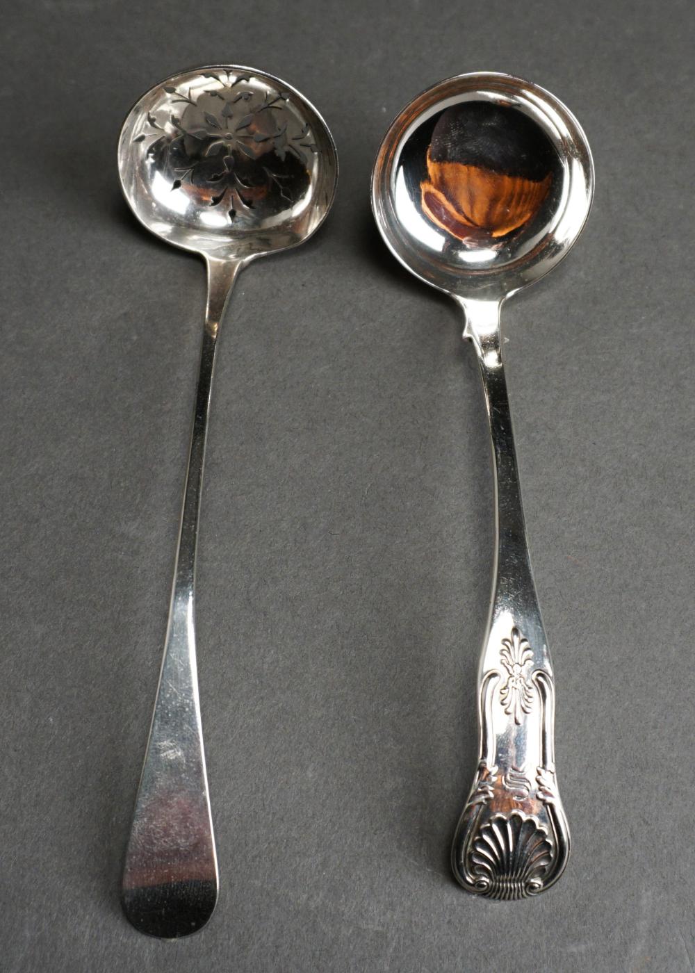 TWO SCOTTISH SILVER SAUCE LADLES  32eb3b