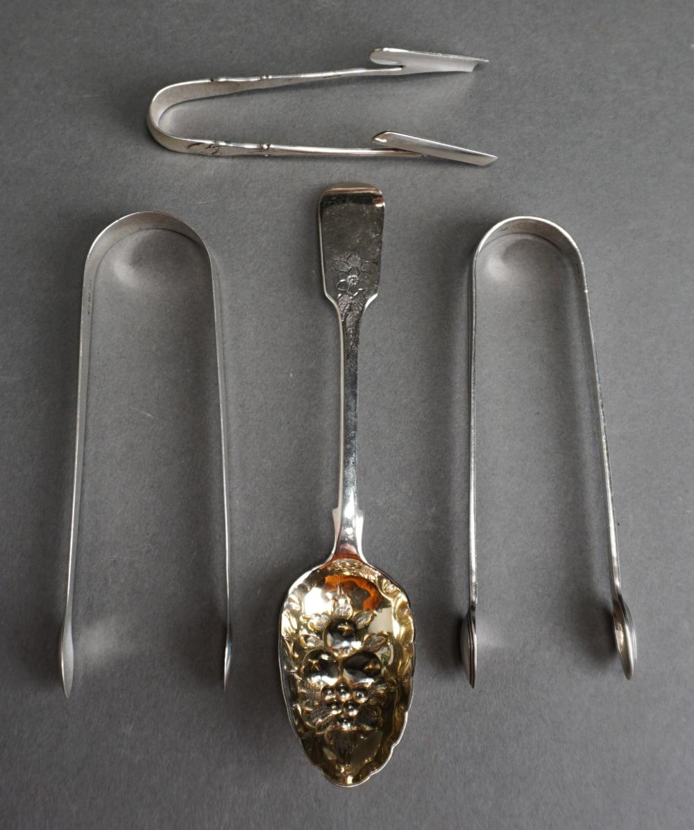 ENGLISH GILT SILVER BERRY SPOON AND