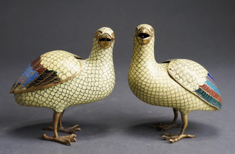 PAIR CLOISONNE GUINEAFOWL-FORM