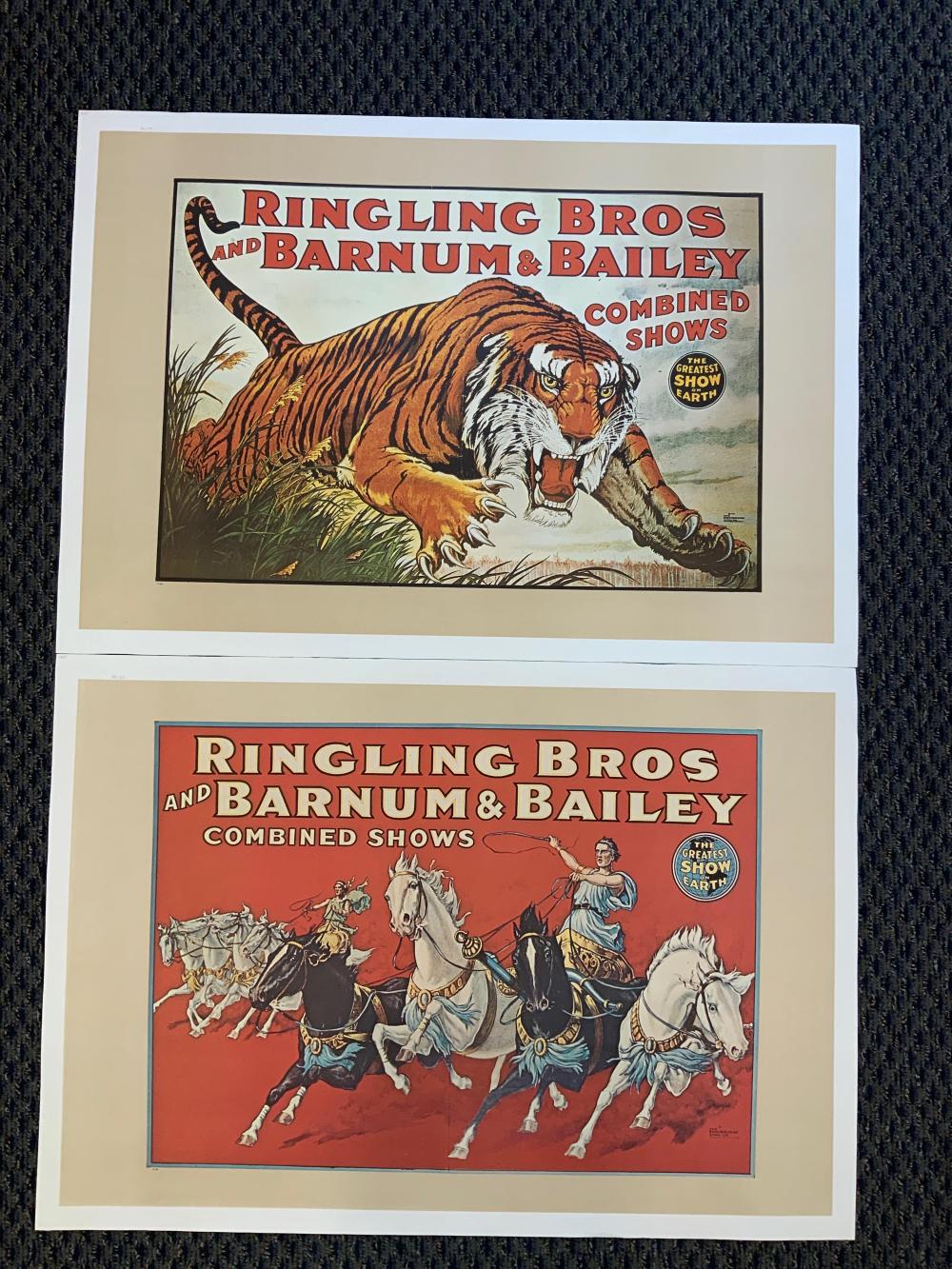 TWO UNFRAMED RINGLING BROS AND