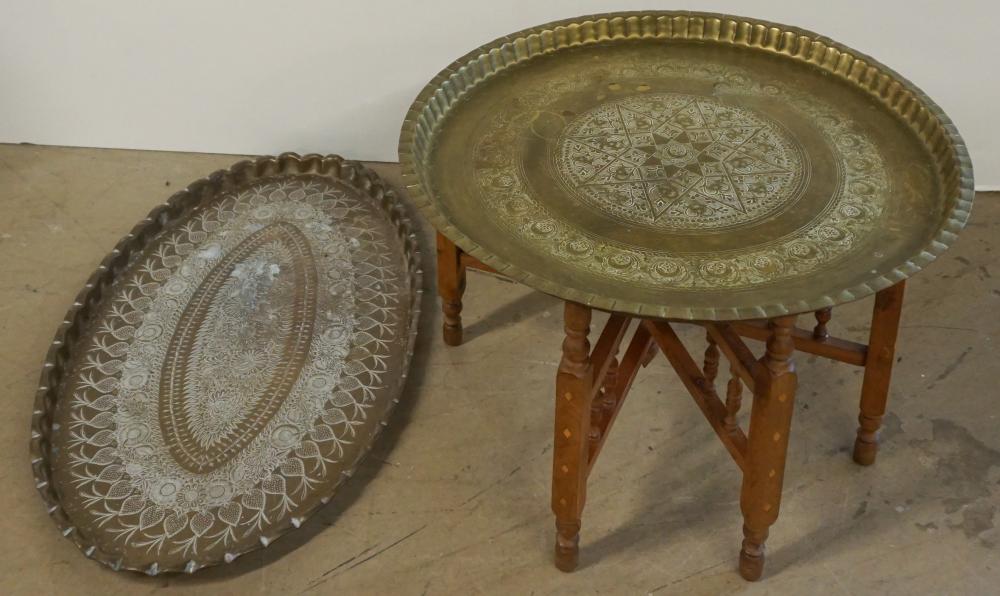 MOROCCAN BRASS TRAY ON STAND AND 32ec1a