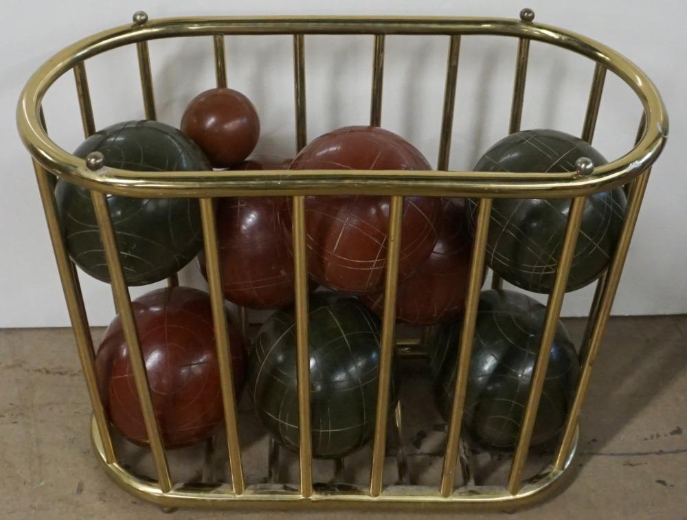 SET OF BOCCE BALLS WITH MODERN BRASS