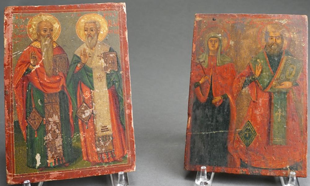 TWO GREEK ICONS OF TWO SAINTS,