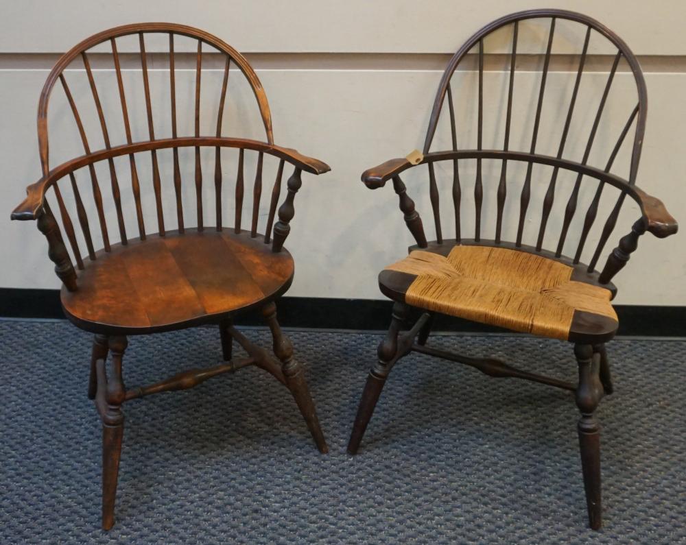 PAIR WINDSOR STYLE STAINED FRUITWOOD