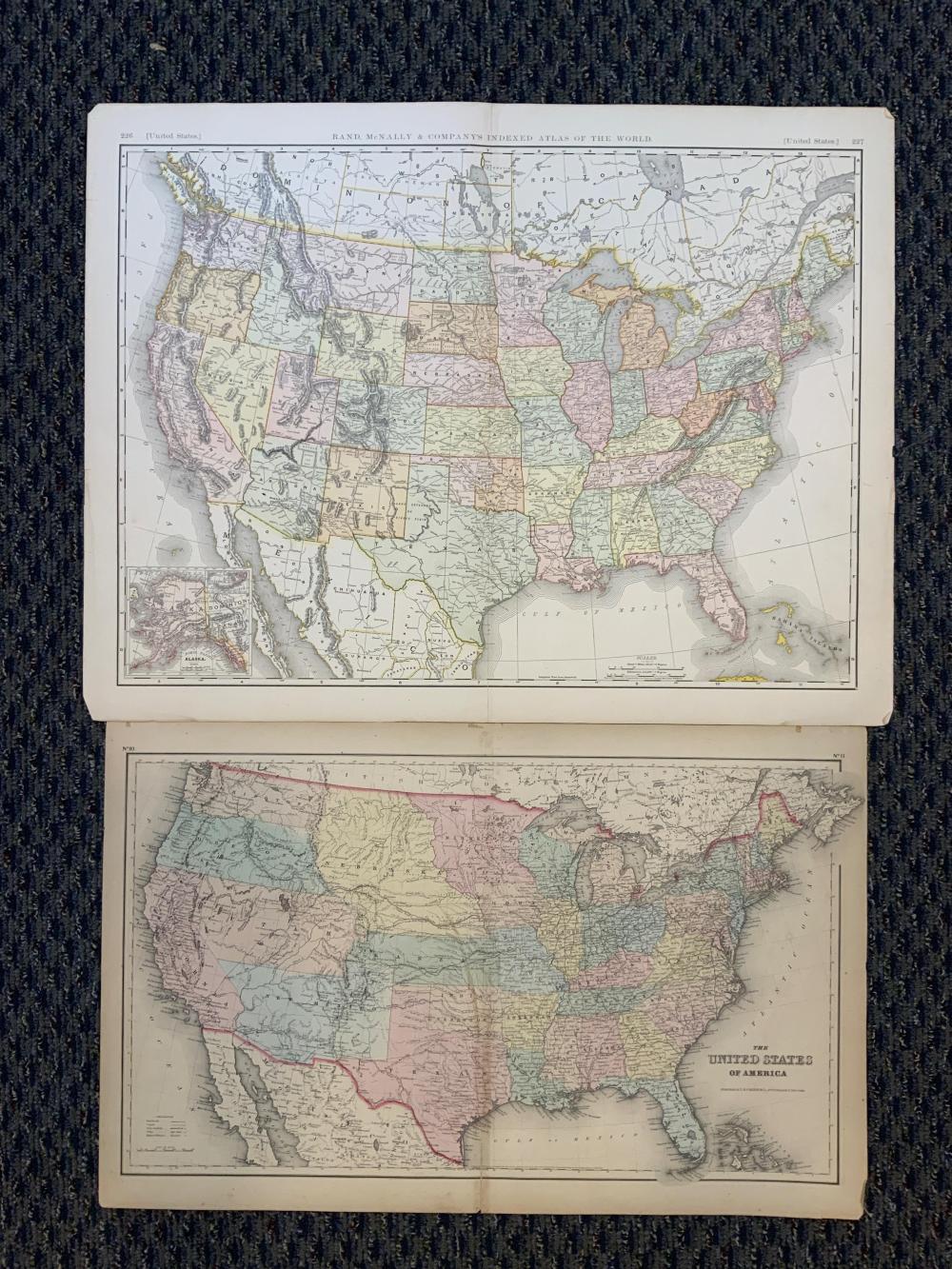 TWO UNFRAMED MAPS OF THE UNITED