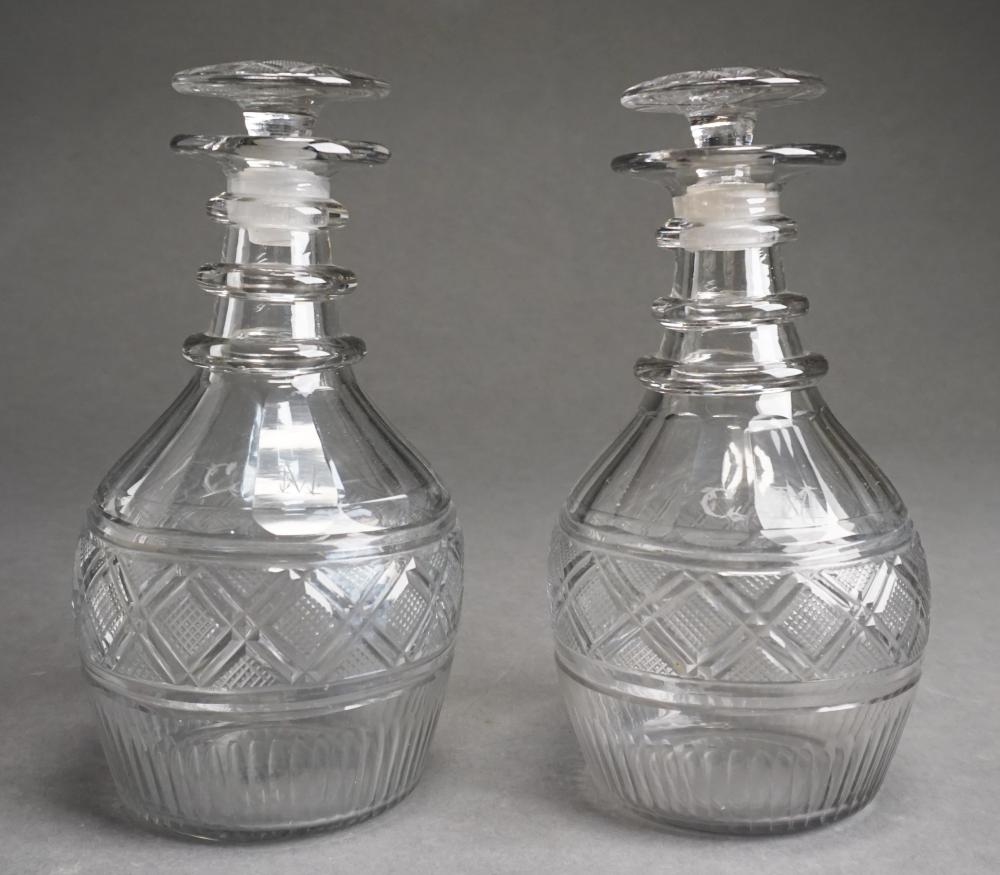 PAIR GEORGE III CUT CRYSTAL DECANTERSPair 32ec85