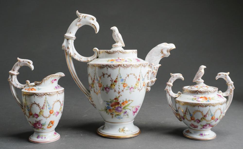 DRESDEN PORCELAIN THREE PIECE FLORAL 32ec7e