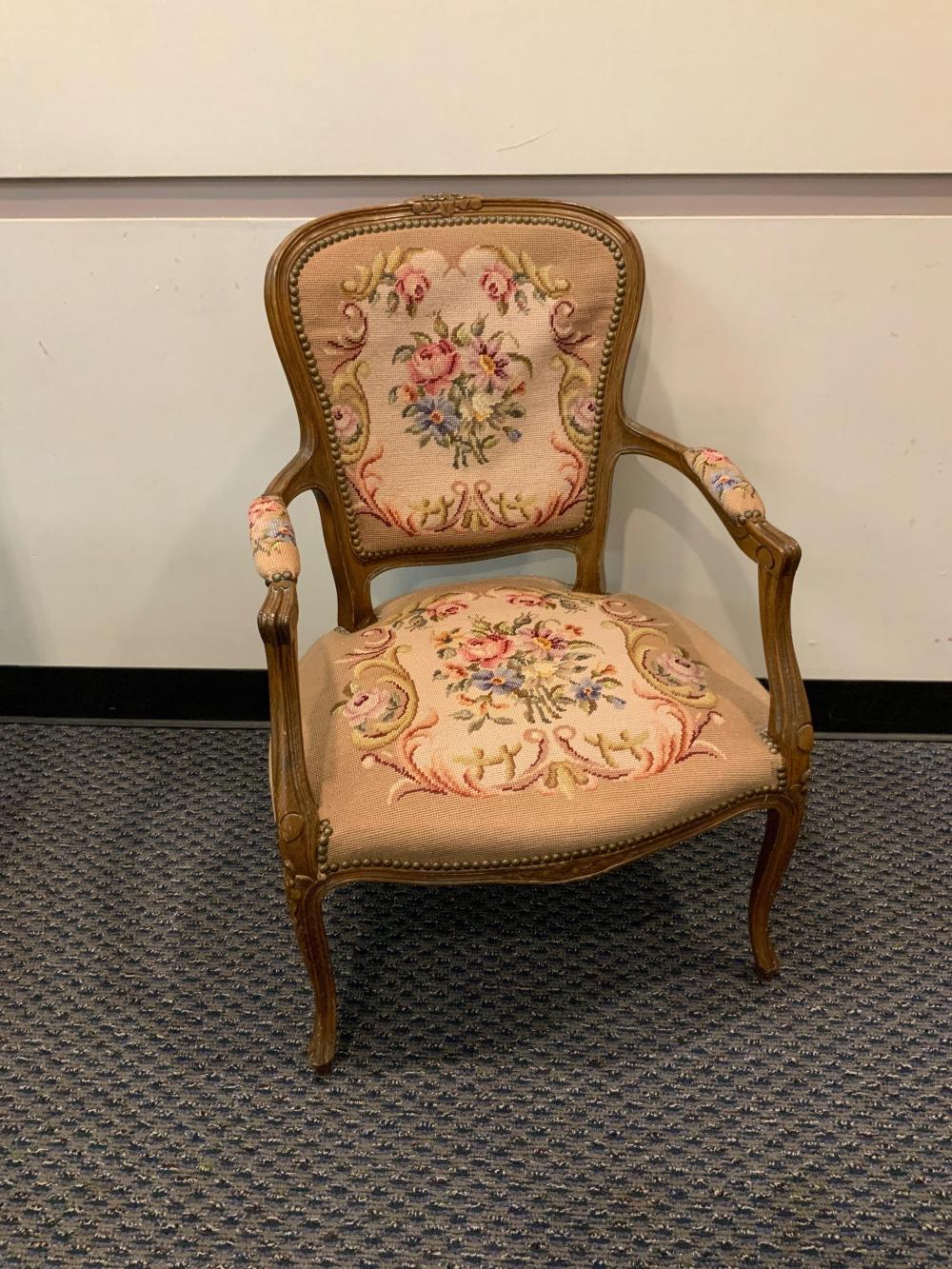 LOUIS XV STYLE FRUITWOOD AND NEEDLEPOINT 32ec90