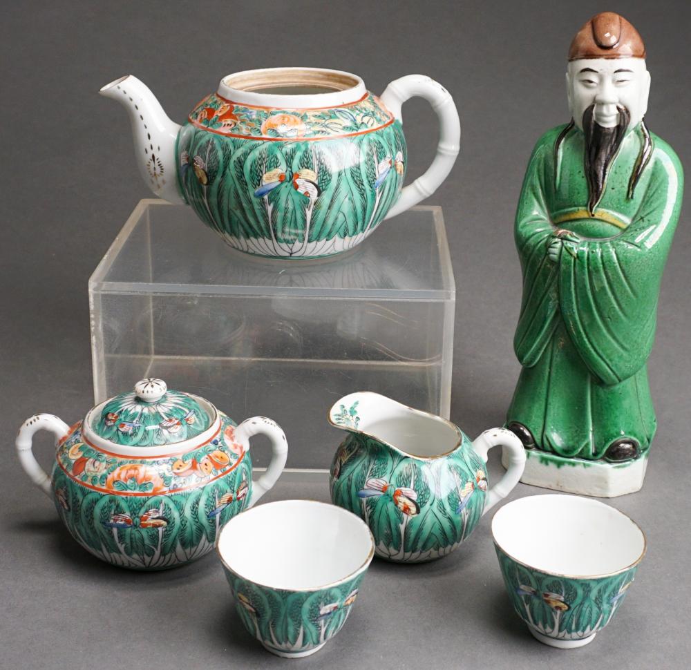 CHINESE EXPORT GREEN FITZHUGH FIVE PIECE 32ec9d