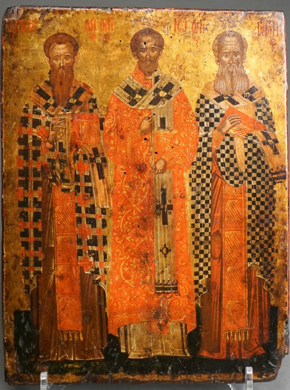 GREEK ICON OF THREE SAINTS 13 32ecb9