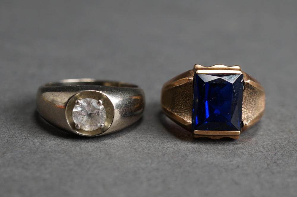 TWO LOW-KARAT GOLD AND SIMULATED