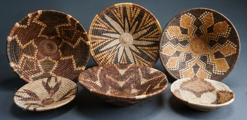 GROUP OF SIX AFRICAN WOVEN BASKETS