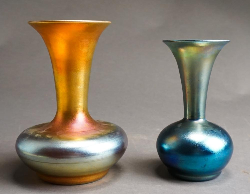 TWO DURAND IRIDESCENT GLASS VASES  32ed9d
