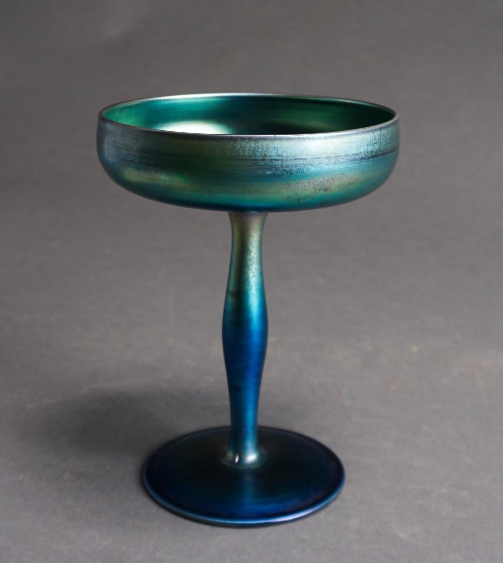 STEUBEN BLUE AURENE GLASS COMPOTE  32eda0