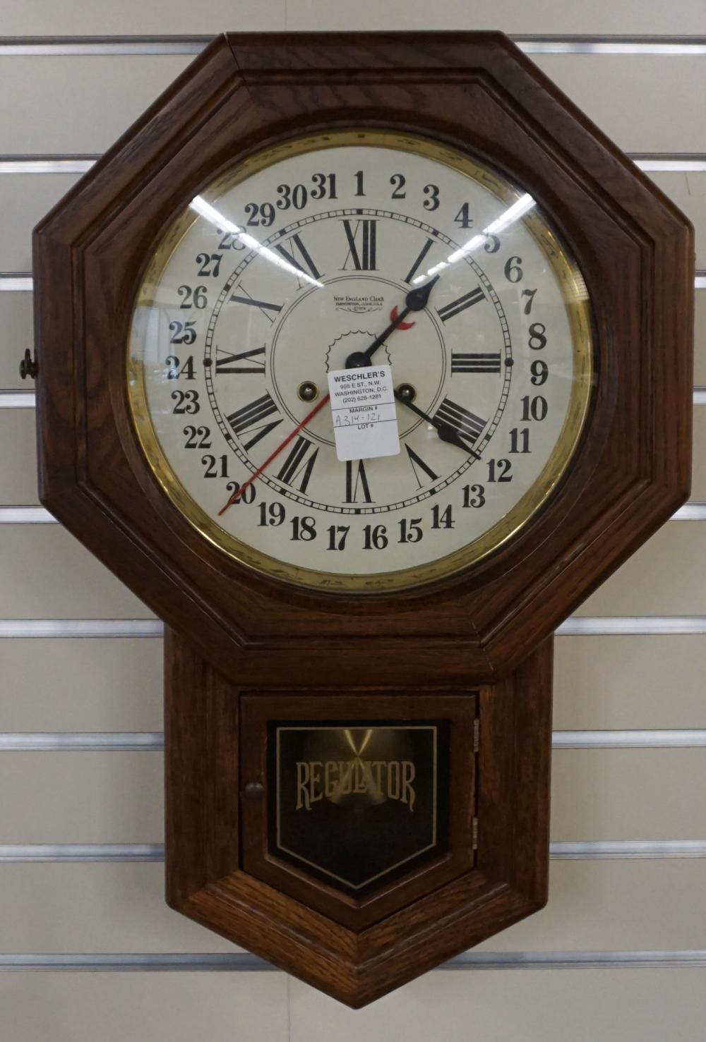 NEW ENGLAND CLOCK CO. STAINED PINE